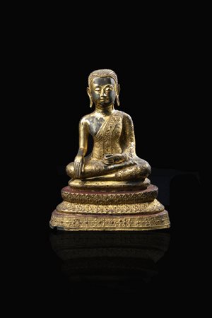 FIGURA DI MONACO SEDUTO IN BRONZO