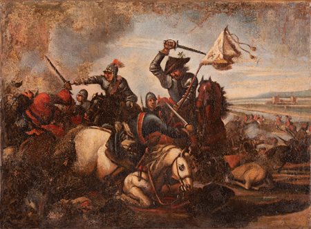 Scuola dell'Italia centrale del XVIII secolo ( - ) 
Scena di battaglia 
olio su tela cm 33x45