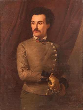 Scuola Dell'Italia del nord del XIX secolo ( - ) 
Ritratto di spadaccino 
Olio su tela cm 127x101