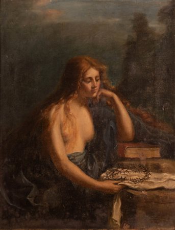 Scuola italiana del XIX secolo ( - ) 
Maddalena penitente 
Olio su tela cm 33x26