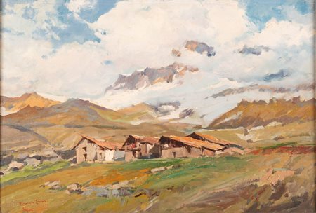 Leone, Romolo (Napoli, 23 gennaio 1895 - Napoli, 2 settembre 1948) 
Paesaggio alpino 
Olio su tela cm 35x50
