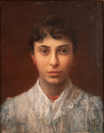 Tofano, Edoardo (Napoli, 1838 - Roma, 1920) 
Ritratto di donna 
Olio su tela cm 46x36