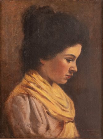 Brancaccio, Carlo (Napoli, 1861 - 1920) 
Ritratto di giovane donna 
Olio su tela cm 40x30
