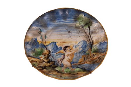 Manifattura di Cantagallo del XX secolo ( - ) 
Piatto in ceramica 
Ceramica diametro cm 22