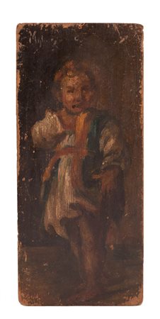 Scuola Italiana XX secolo ( - ) 
Figura di giovane ragazzo 
Olio su tavola cm 25x11