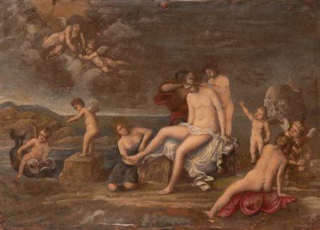 Scuola Emiliana XVII secolo ( - ) 
Toeletta di Venere 
olio su rame cm 27x36