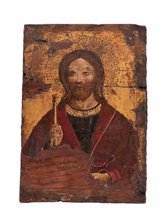 Scuola veneto - dalmata del XVI secolo ( - ) 
Cristo benedicente 
Tempera su tavola a fondo oro cm 20x14