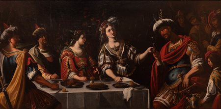 Scuola Toscana XVII secolo ( - ) 
Nozze di Ester e Assuero 
Olio su tela cm 90x182