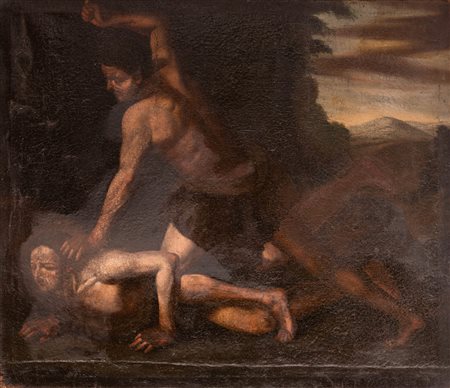 Scuola napoletana del XVII secolo ( - ) 
Caino e Abele 
olio su tela cm 70x81