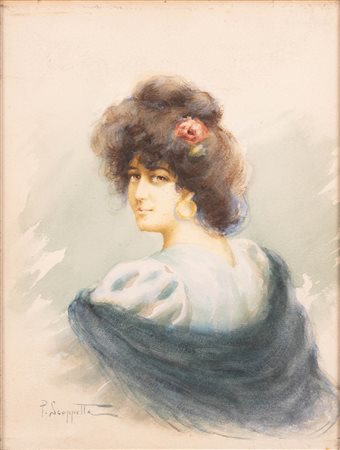 Scoppetta, Pietro (Amalfi, 1863 - Napoli, 1920) 
Ritratto di donna 
Acquerello su carta cm 29x22