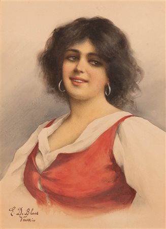 De Blaas, Eugenio (Albano Laziale, 1843 - Venezia, 1931) 
Ritratto di donna 
Acquerello su carta cm 33x24