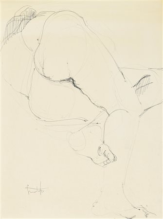 Sebastiano Trovato NUDO DI SCHIENA china su carta, cm 50x30 firma L'opera...