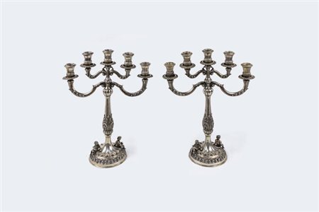 COPPIA DI CANDELIERI IN ARGENTO