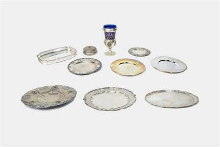 LOTTO DI DIECI OGGETTI IN ARGENTO