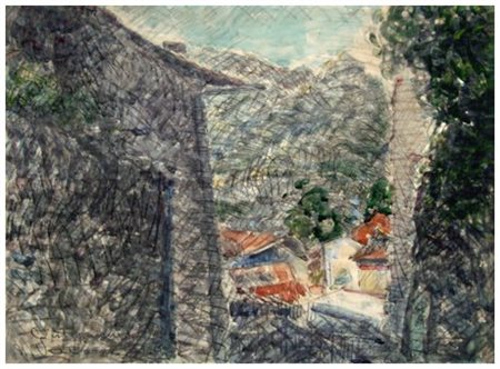 UMBERTO VITTORINI Braga 1890 - Milano 1979 Da Cutigliano, 1969 Guazzo,...