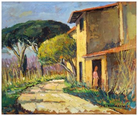 NELLO GIOVANNELLI Livorno 1922 - Livorno 1996 Senza titolo Olio su tavola...