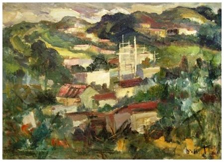 ALVARO DANTI Livorno 1911 - Livorno 1985 Senza titolo Olio su tela 60 x 80....