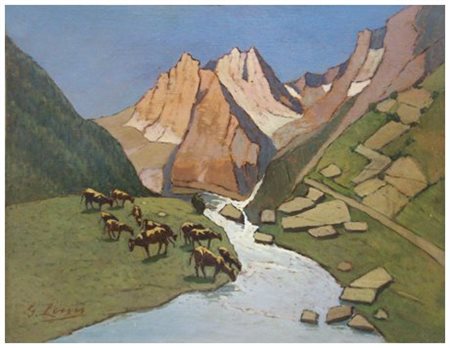 GIOVANNI LOMI Ardenza 1889 - Ardenza 1969 Pascolo in Alto Adige, 1960 ca....