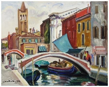 ARMENO MATTIOLI Vicchio di Mugello 1920 Ponte dei Pugni, Venezia, 1972 Olio...