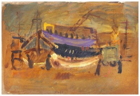 MARIO RISOLI Fornovo 1918 - Viareggio 2003 Senza titolo Olio su cartone 38,4...