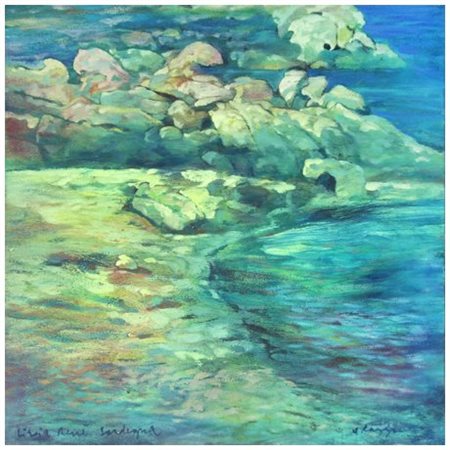 ANDREA RAZZAUTI Livorno 1954 ..Sardegna Olio su tela 50 x 50. Firma in b. a...