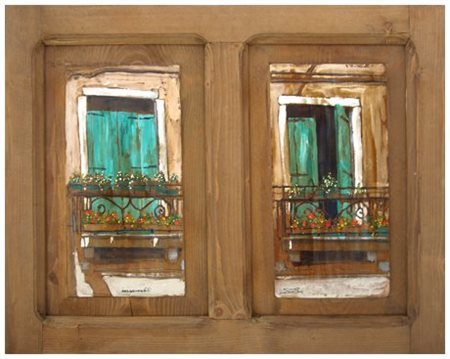 MASSIMO LOMI Livorno 1953 Inseparabili, 2013 Tempera su tavola 45,5 x 58 x 4....