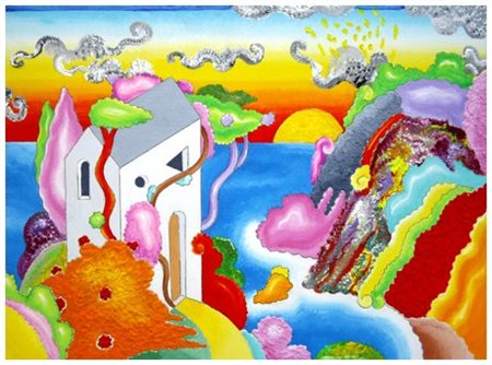 LUCA ALINARI Firenze 1943 Senza titolo Pittura e t.m. su tavola 30 x 42,2....