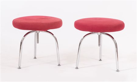 B&B Coppia di sgabelli regolabili con struttura in metallo e rivestiti in...