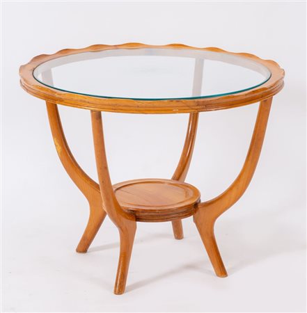 PAOLO BUFFA (Attribuito) Tavolino da caffè in legno con piano in vetro. Prod....