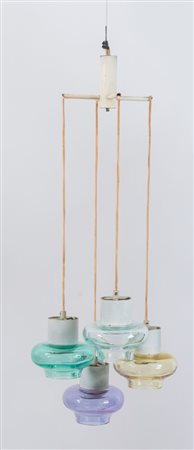 FLAVIO POLI (Attribuito) Lampadario a quattro luci con struttura in metallo e...