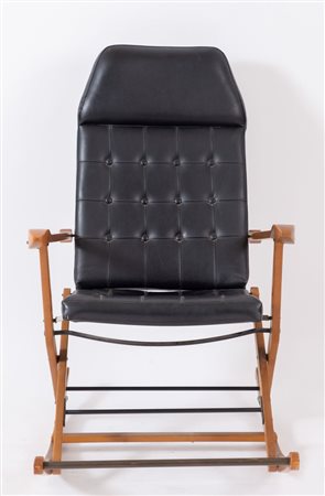 REGUITTI (Attribuito) Sedia a dondolo pieghevole con struttura in legno e...
