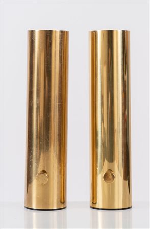 BOTTEGA GADDA Coppia di lampade da tavolo in ottone e metallo. Prod. Bottega...