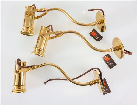 SERGIO BERNARDI Tre applique da parete in ottone. Marchio originale. Prod....