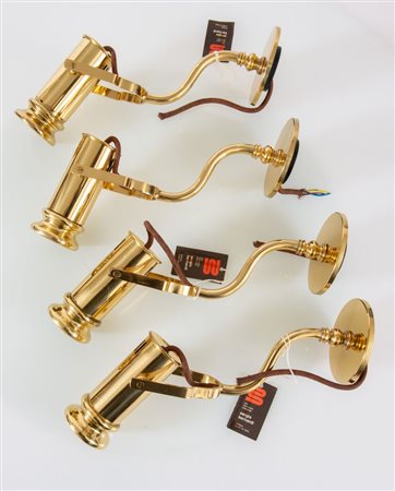 SERGIO BERNARDI Quattro applique da parete in ottone. Marchio originale....