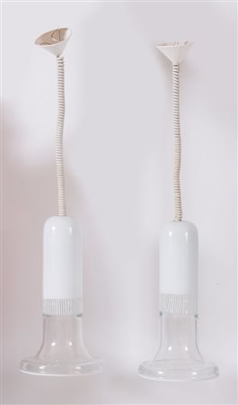 RENATO TOSO Coppia di lampade con filo in metallo e plastica e paralume in...