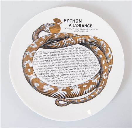 PIERO FORNASETTI Un piatto in ceramica con inserti in oro 14kt della serie...