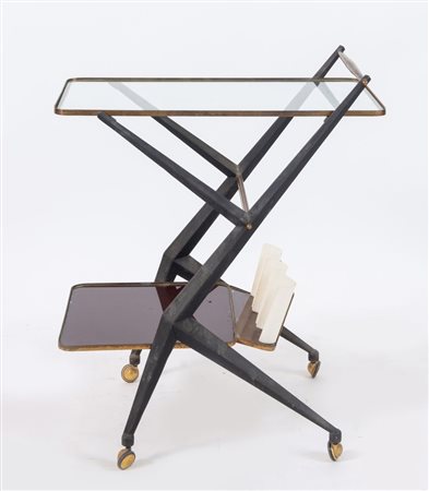 ANGELO OSTUNI (Attribuito) Carrello con struttura in metallo, rifiniture in...