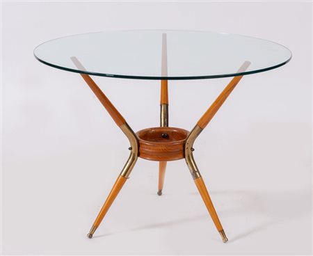 CESARE LACCA (Attribuito) Tavolino da caffè in legno curvato, con rifiniture...