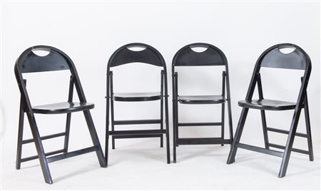 ACHILLE CASTIGLIONI Quattro sedie in legno laccato modello Tric. Lievi...