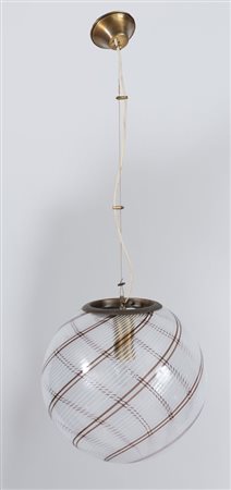 LELLA & MASSIMO VIGNELLI (Attribuito) Pendente in metallo con sfera in vetro...