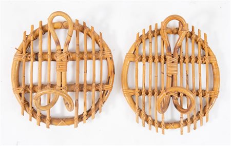FRANCA HELG & FRANCO ALBINI Coppia di appendiabiti in bambù e canna d’india....