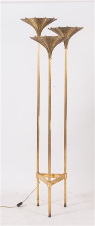 NUCCI VALSECCHI Lampada in ottone con tre luci modello Papyrus. Prod. Italia,...