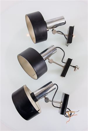 STILNOVO Tre lampade da muro in metallo. Marchio originale. Prod. Stilnovo,...