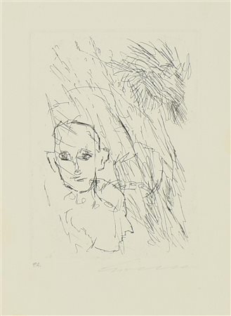 Ernesto Treccani SENZA TITOLO acquaforte, mm 238x176, su foglio cm 35x25; es....