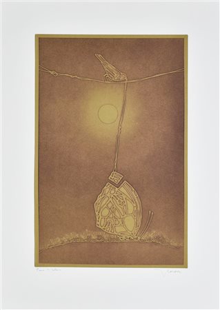 Francesco Casorati SENZA TITOLO incisione su carta, battuta cm 49x32, su...