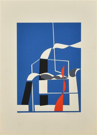 Luigi Grande COMPOSIZIONE litografia, cm 69x50; es. 6/90 firma, titolo e...