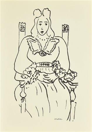 Henri Matisse FEMME ASSISE litografia su carta (d'apres), cm 48x33,5 firma in...