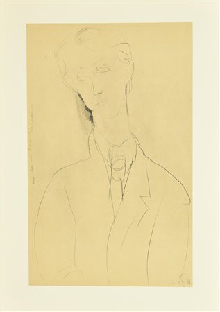 Amedeo Modigliani RITRATTO DI BERNOUARD litografia su carta (d'apres), cm...
