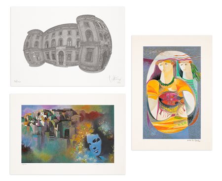 AUTORI VARI (DI CARLO, FRANZI, BOSSONE) - Lotto unico composto da 3 opere grafiche