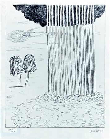 GIORGIO DE CHIRICO, La pioggia nel deserto, 1973